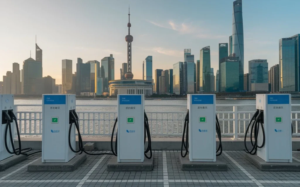 a photo of a battery swapping station in china wit